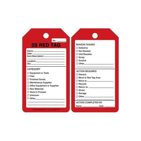 Accuform PF-Cardstock, 1/4 in H x 3-1/4 in W, 25 PK MMT105PTP